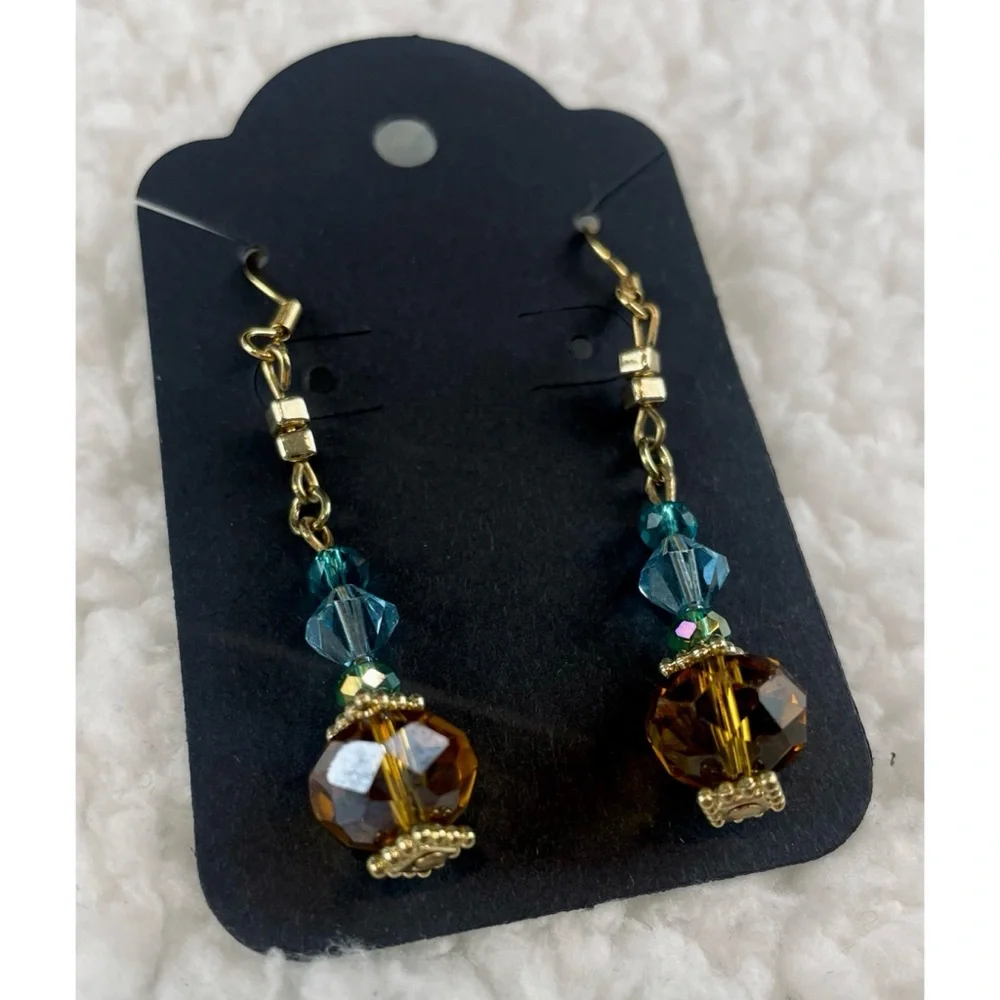 (NWOT) Blue/Green/Orange/Gold Firefly Necklace w/ Matching Drop Earrings - Picture 11 of 15